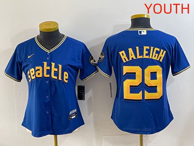 Youth 2025 Seattle Mariners #29 Raleigh Blue City Edition Nike MLB Jersey style 1->women mlb jersey->Women Jersey